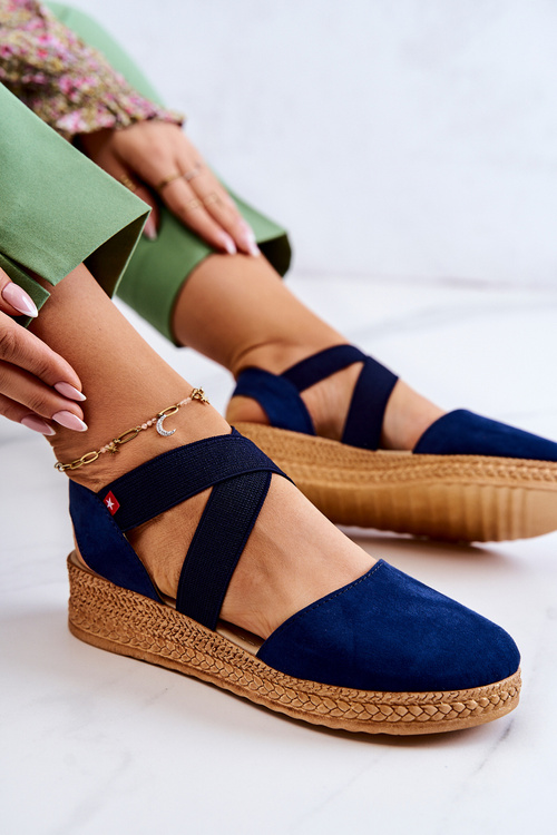 Espadryle Damskie Zamszowe Granatowe Big Star JJ276037