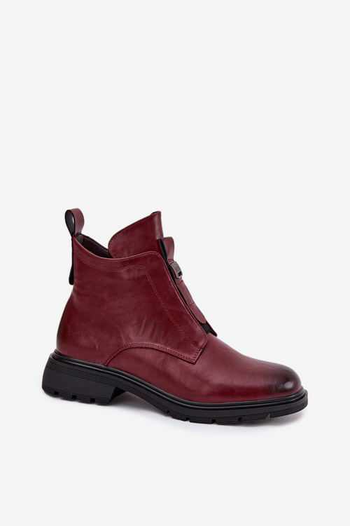 Insulated Women's Ankle Boots with Zip Decorative Detail Bordeaux Roselle