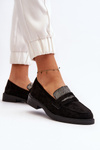 Women's Embellished Black Loafers Dananei