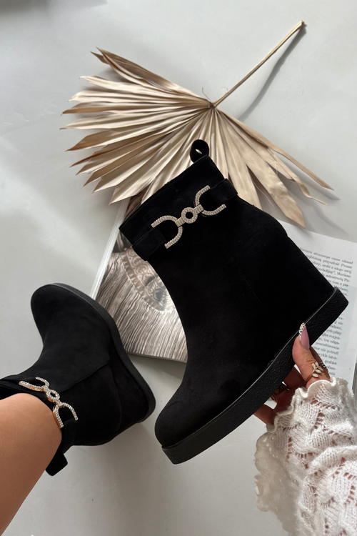 Women's Platform Ankle Boots with Decorative Detail Black Marivana