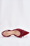Lace High Heels With Open Back Burgundy Annivirae
