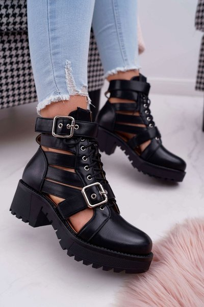 Women's Flat Heel Spring Booties Black Single