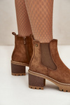 Women's Insulated Heeled Boots Eco Suede Brown Irissinae