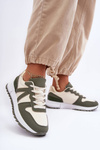 Leather Women's Sports Shoes Green-Beige Kabama