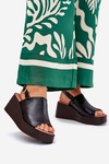 Women Sandals Made Of Eco Leather On Platform And Wedge Black Leaniria