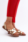 Flat Women's Sandals Made of Eco Leather Vinceza 17347 Gold