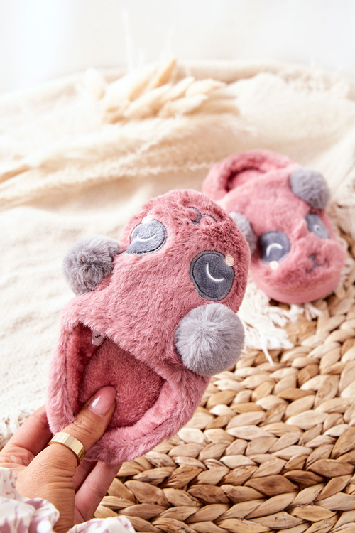 Children's Slippers With Animal Dark Pink Pandi