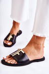 Women's Classic Leather Slippers Black Adele