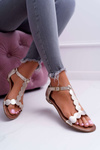 Women's Flat Leather Sandals Gold Nicole 2403 Melbourne