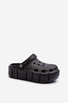 Women's Black Platform Foam Slides Itubia