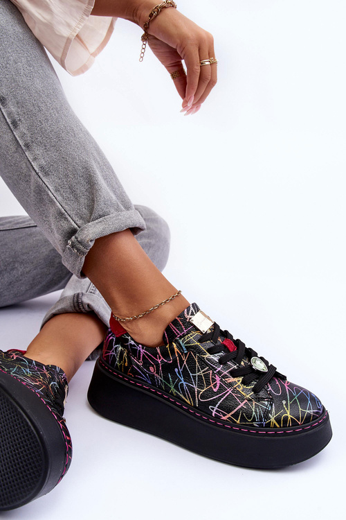 Leather Sport Shoes On Platform Maciejka 06191-39 Multicolor