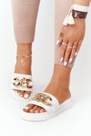 Slippers On The Platform With A Chain White Vacation