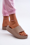 Women's Brown Foam Platform Slides Airaplea
