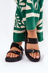 Womens Platform Slippers With Golden Buckles Black Wernone