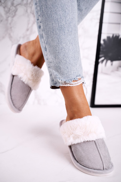 Women's Slippers With Fur Grey Homely