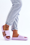 Women's Light Foam Slippers Bear Motif Violet Parisso