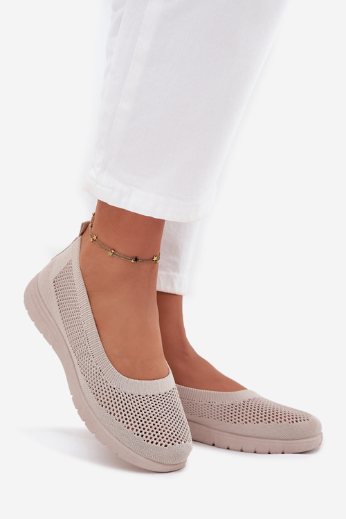Ladies Mesh Ballerinas In Sporty Style Beige Virella