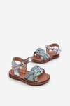 Children's sandals with velcro fastening and interwoven straps in blue Dianttha
