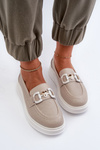 Beige Women's Leather Platform Moccasins S.Barski LR720