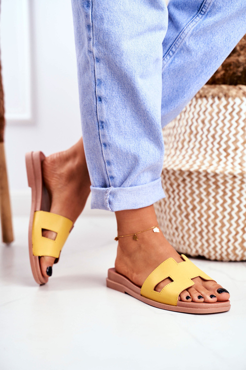 Women's Slides Geometric Classic Yellow Theodora