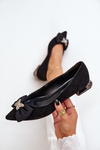 Elegant Suede Ballet Flats For Women With Bow Laura Messi 2893 Black