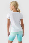 Dziewczęcy T-shirt Gładki Bawełniany Biały 4F 4FJWMM00TTSHF1658-10S