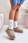 Women's Platform Winter Boots Insulated With Fur Green Straps