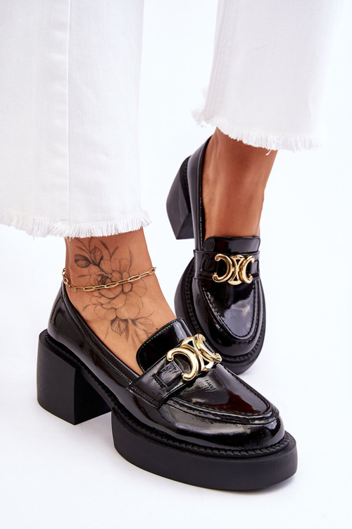 Fashionable Brogues Pumps On Massive Heels Black Imani