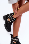 Women's Suede Boots with Decorative Studs Black Bella