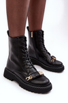 Women's Leather Boots Workery With Decoration Black SBarski MR870-68