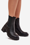 Womens Ankle Boots On Heel Black Thalira