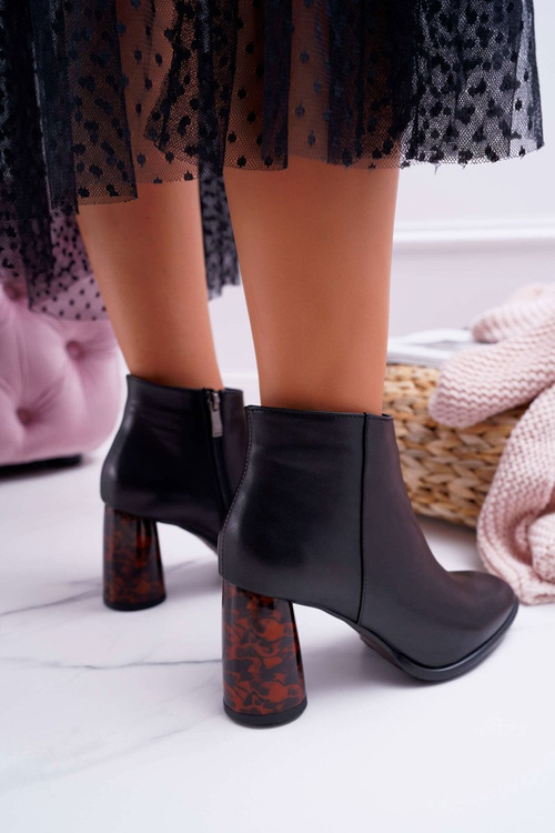 Laura Messi Leather Women's Stiletto Booties Black 2056