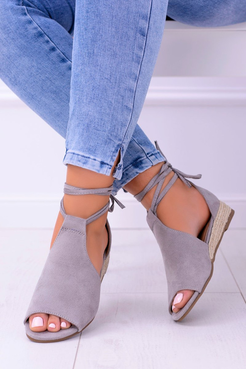 Grey Suede Sandals on Light Platform Espanoso