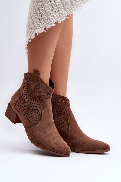 Women's Openwork Ankle Boots Brown Madalina