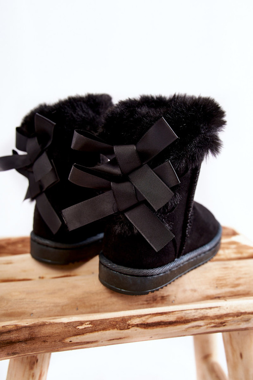 Children's Insulated Snow Boots With Bows black Funky