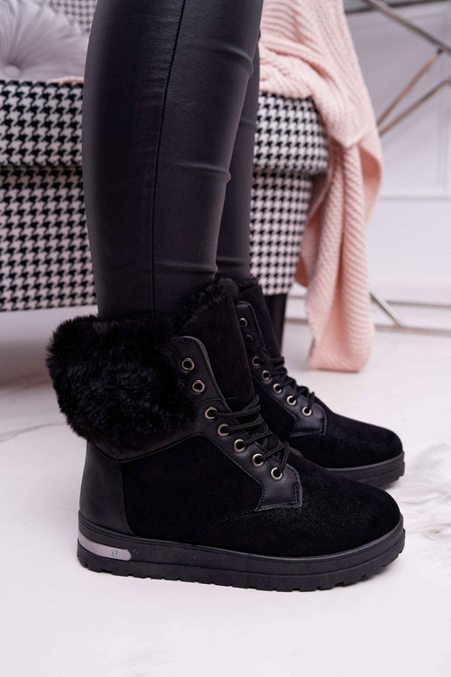 Women's High Boots with Fleece Black Glamiso