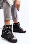 Women's boots adorned with jet on wedge Lu Boo black