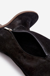 Zazoo 3407 Suede Knee-High Boots with Flat Heel Black