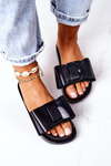 Rubber Slippers With A Bow Black April