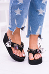 Black Extravagant Shock Anchor Flip Flops