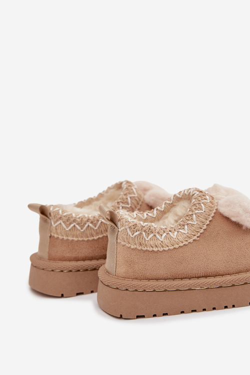 Children's Snow Boots with Embroidery and Bow Beige Daven