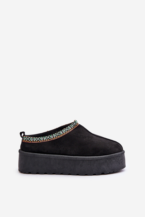 Women's Platform Slippers With Embroidery Black Neroma