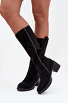 Women's Block Heel Boots Eco Suede Black Darisse