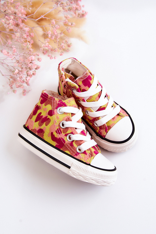 Children's High Sneakers With A Zipper Pink-Yellow Filemon