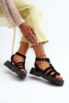 Women's Black Gladiator Sandals Made of Faux Suede Dorameia