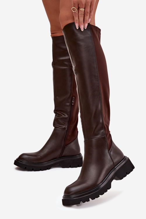 Slip-on women's boots made of eco leather chocolate Sylvina