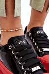 Women's Lacquered Platform Sneakers GOE LL2N4021 Black-Red