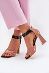 Lacquered Women's Sandals On Heel Vinceza 20266 Pink