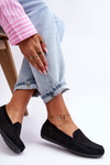 Women's Suede Loafers Black Molly