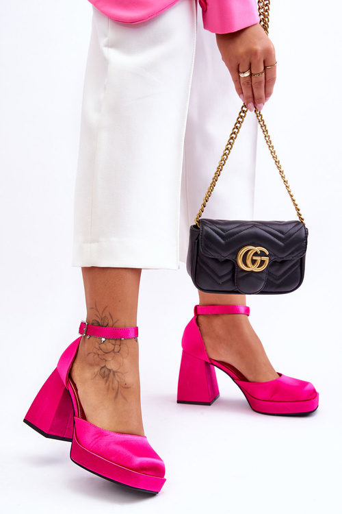 Fashionable Pumps On Massive Heels Fuchsia Sandia